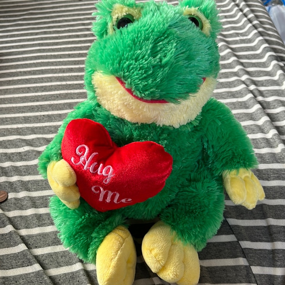 Frog stuffed animal with heart